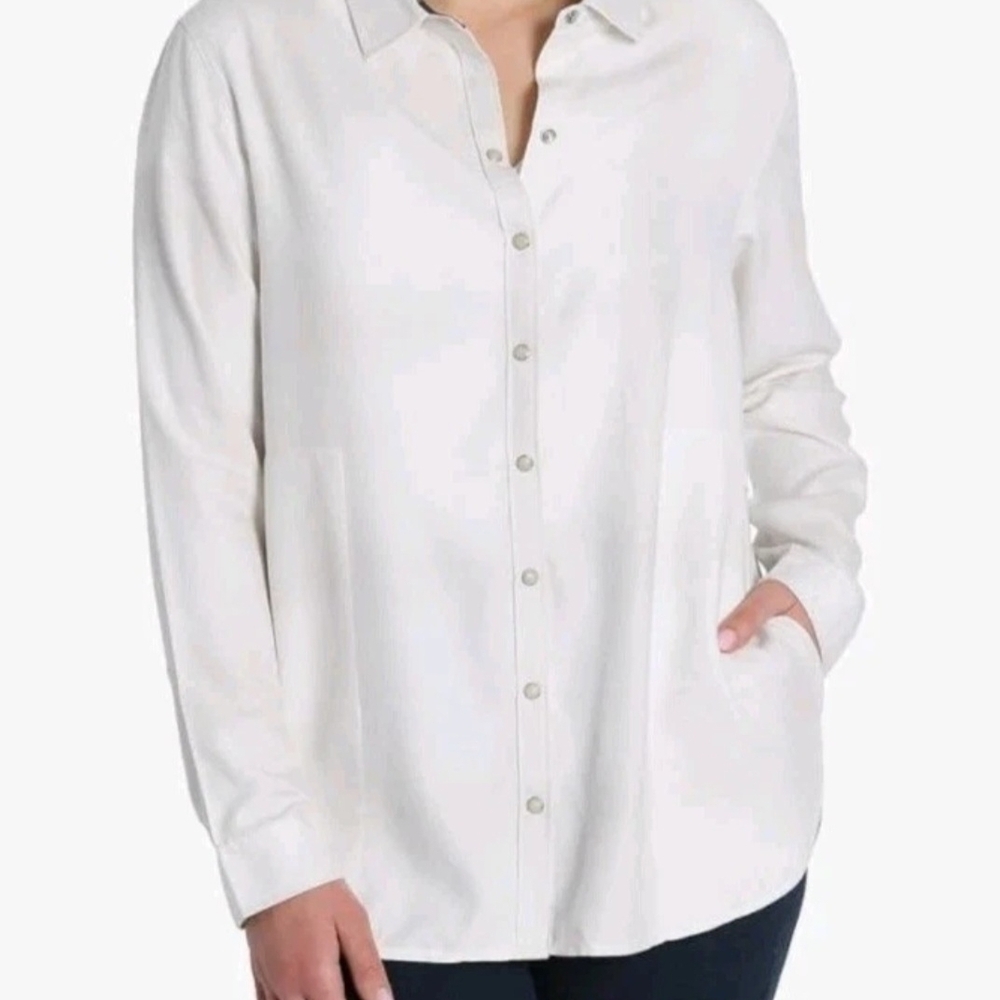Jachs Girlfriend Ladies' Flannel Shirt, Color White; Size XL